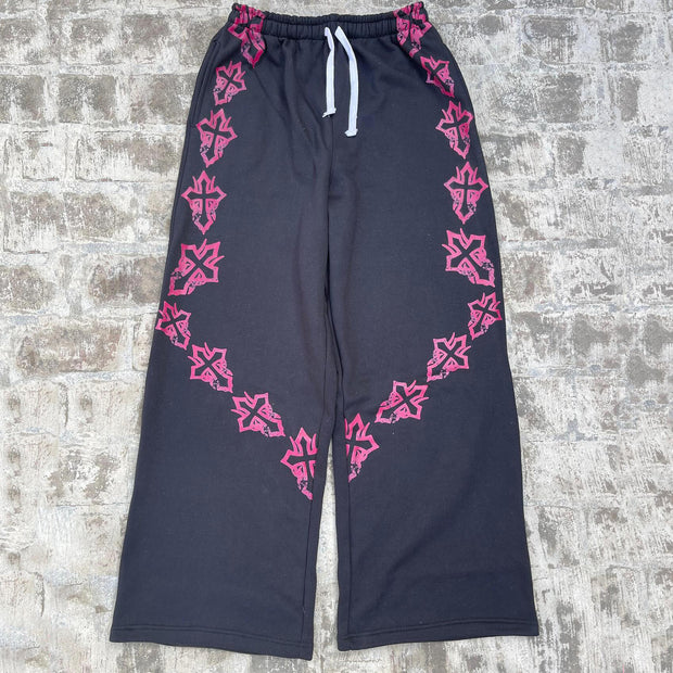 Cross casual street retro wide-leg sweat pants
