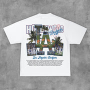 Sports Team Letters Print Short Sleeve T-Shirt