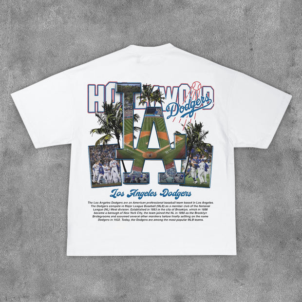 Sports Team Letters Print Short Sleeve T-Shirt