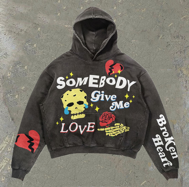 Give Me Love Printed Casual Street Hoodie