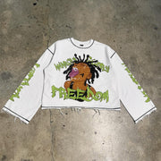 Personalized street style dropped shoulder round neck long sleeve T-shirt