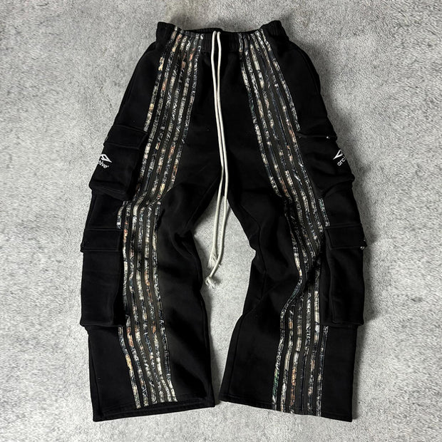 Striped camouflage multi-pocket casual pants