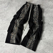 Striped camouflage multi-pocket casual pants
