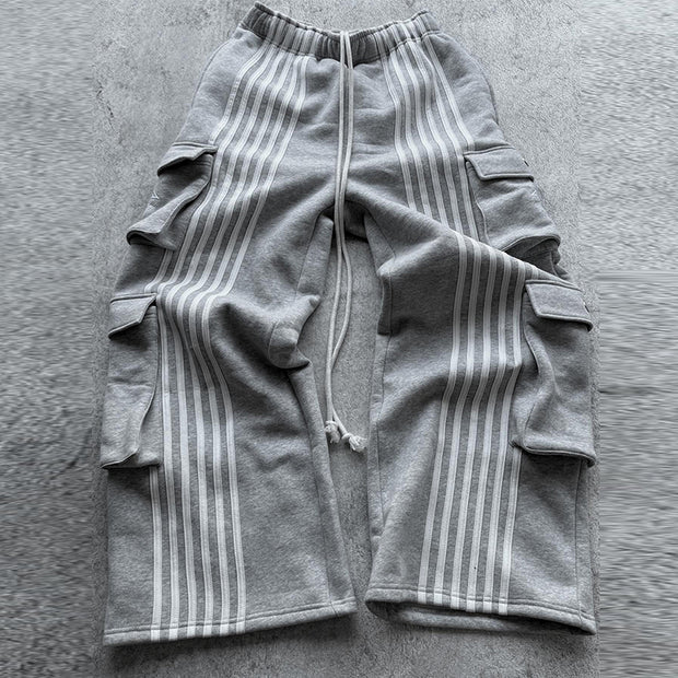 Striped camouflage multi-pocket casual pants