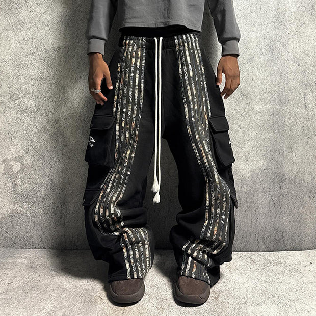 Striped camouflage multi-pocket casual pants