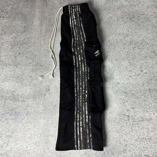 Striped camouflage multi-pocket casual pants