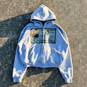 Personalized ID print zip-up hoodie