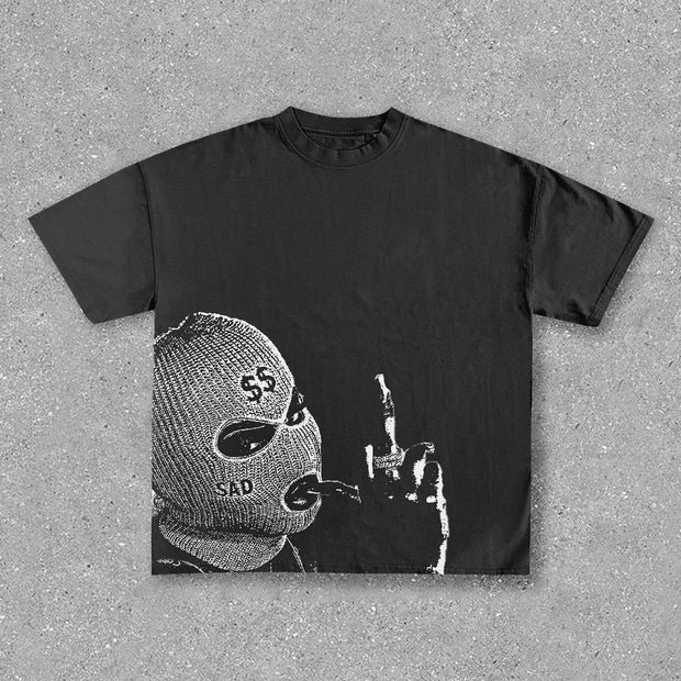 Hip-Hop Print Crew Neck T-Shirt
