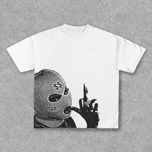 Hip-Hop Print Crew Neck T-Shirt