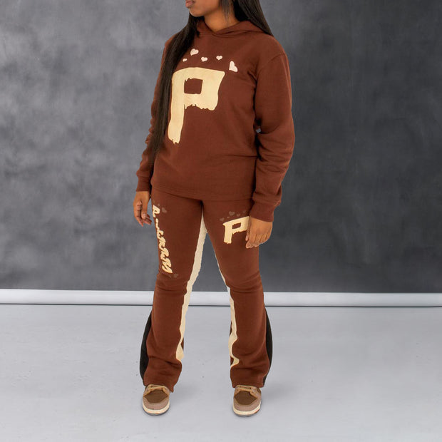 Personalized letter heart pattern hoodie set