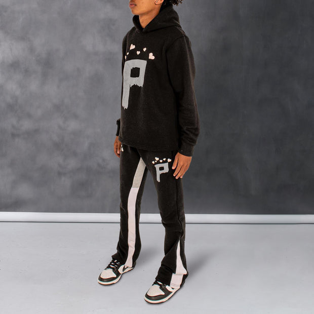 Personalized letter heart pattern hoodie set
