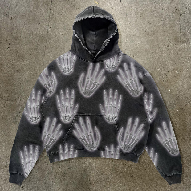 Skull Hands Print Long Sleeve Hoodies