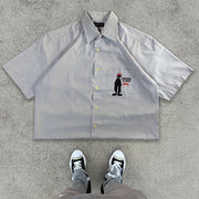 Personalized street print lapel short-sleeved shirt