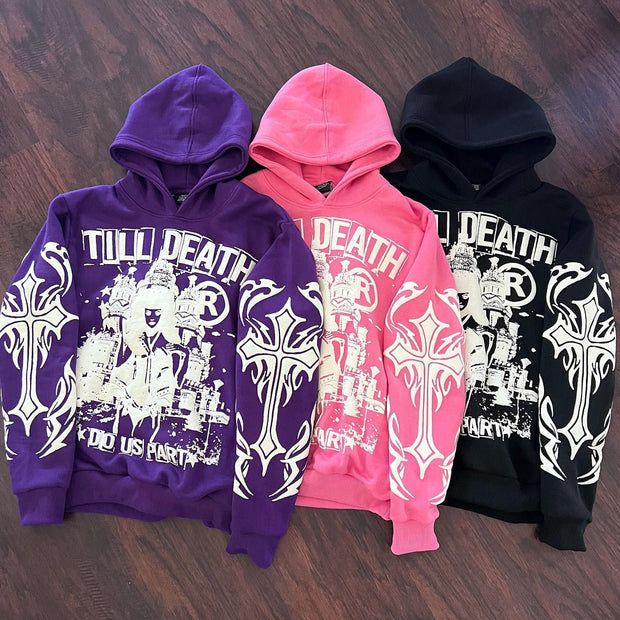 Till Death Do Us Part Print Long Sleeve Hoodies