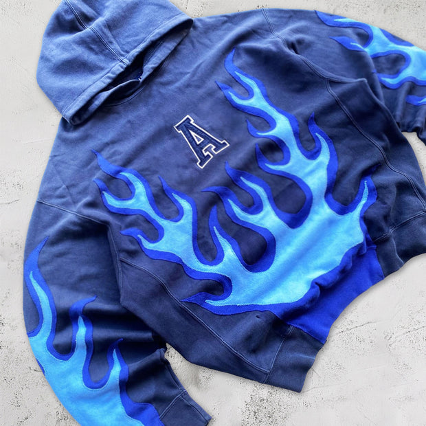 flame retro print street hoodie