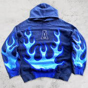 flame retro print street hoodie
