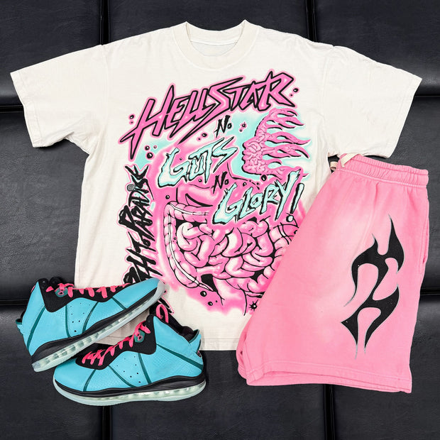 The Brain Casual Street Retro T-shirt Shorts Two-piece Set