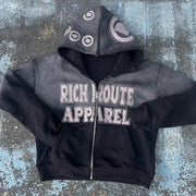Casual personalized zipper printed gradient hoodie