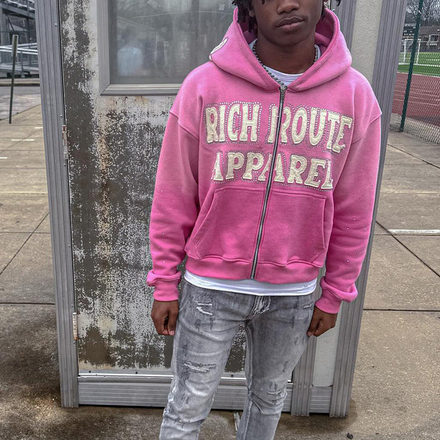 Casual personalized zipper printed gradient hoodie