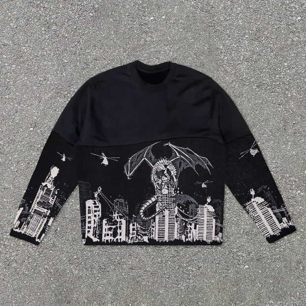 Skull Statement Retro Crew Neck Sweatshirt