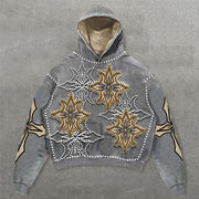 Personalized Geometric Faux Decal Print Long Sleeve Hoodies