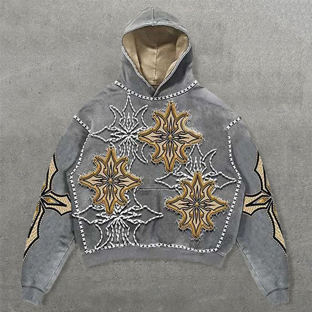 Personalized Geometric Faux Decal Print Long Sleeve Hoodies