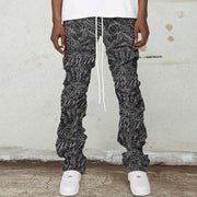 Trendy hip-hop printed pile pants