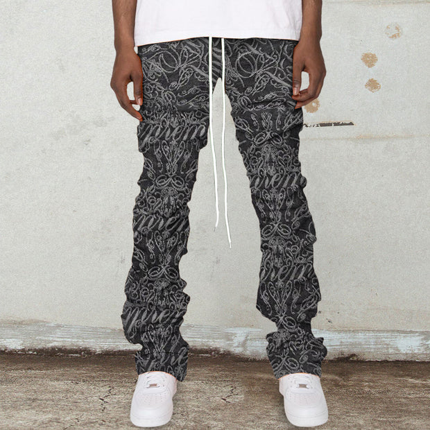 Trendy hip-hop printed pile pants