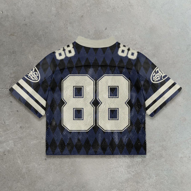 Diamond casual street football patchwork mesh jersey