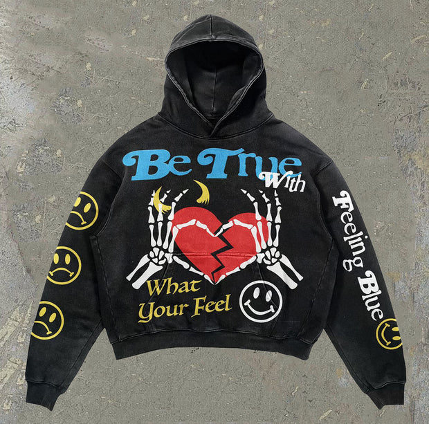 Broken Heart Skull Print Casual Street Hoodie