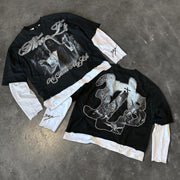 Saint casual street fake two-piece long-sleeved T-shirt