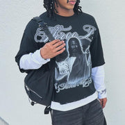 Saint casual street fake two-piece long-sleeved T-shirt