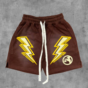 Lightning Print Drawstring Pocket Shorts