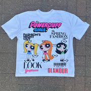 Cartoon Letters Print Short Sleeve T-Shirt