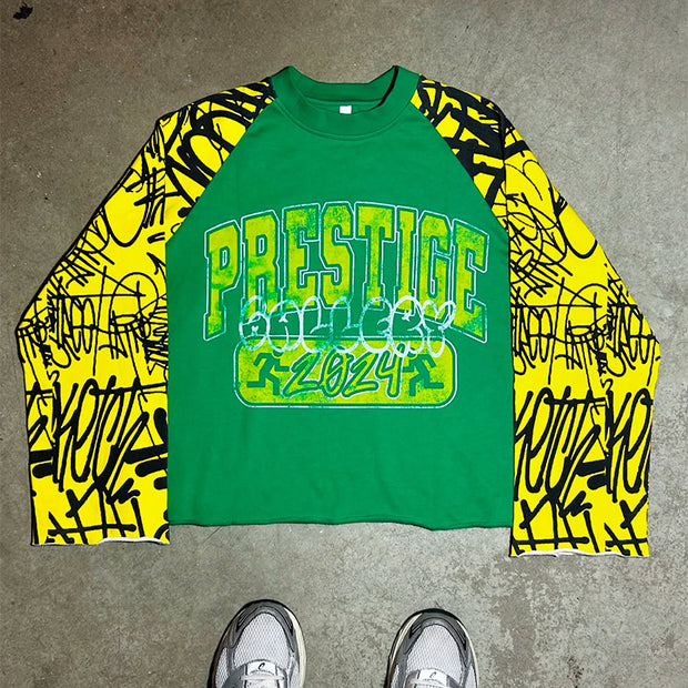Personalized street style letter print contrast color T-shirt