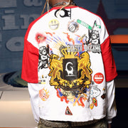 Casual Street Retro Graffiti Stitching Long Sleeve T-shirt