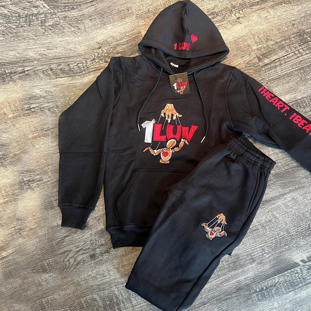 Stylish casual preppy graphic print hoodie set