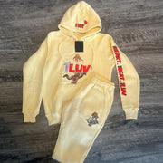 Stylish casual preppy graphic print hoodie set