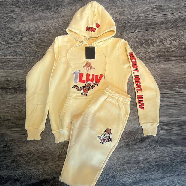 Stylish casual preppy graphic print hoodie set