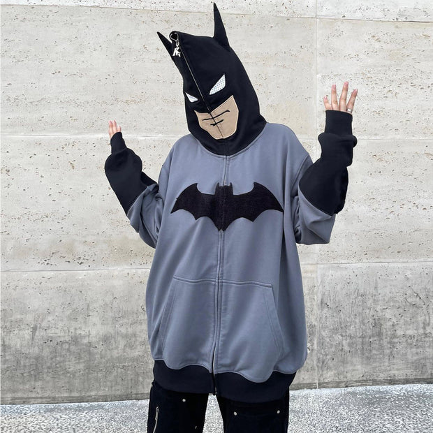 Personalized hip-hop Batman full-zip hoodie