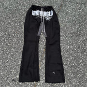 Fashionable college style casual letter flare pants