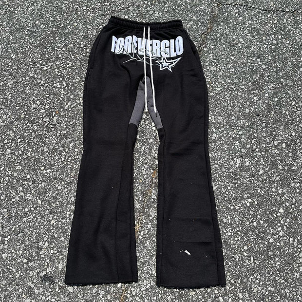 Fashionable college style casual letter flare pants