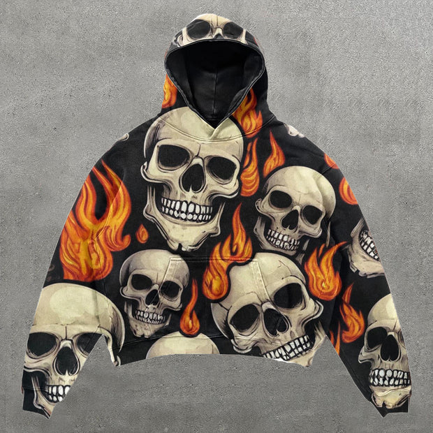 vintage skull print hoodie