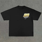 Casual personalized round neck racing print T-shirt