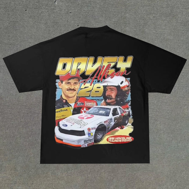 Casual personalized round neck racing print T-shirt