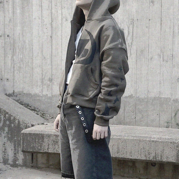 Bright Starry Sky Casual Street Zip Hoodie