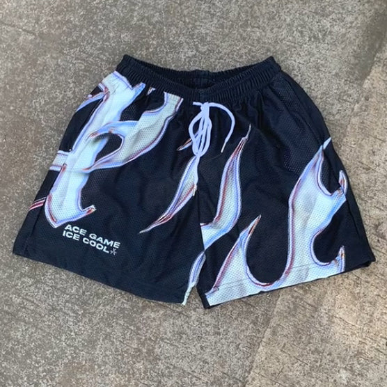 Casual Ice Cool Print Mesh Shorts