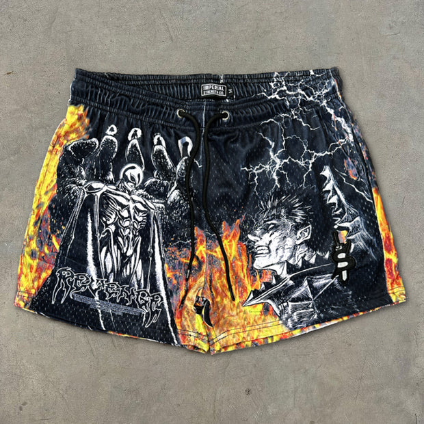Retro Fighter Anime Mesh Shorts