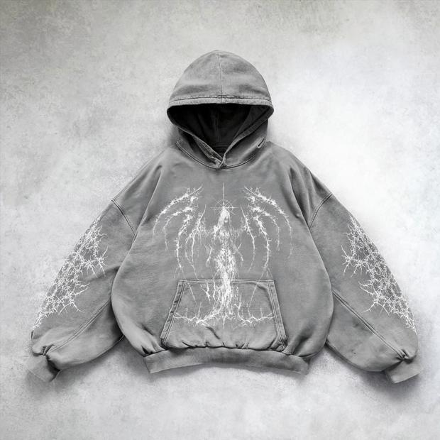 Oversized Gothic Print Hoodie
