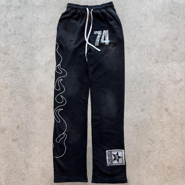Flame Casual Street Vintage Sweat Pants